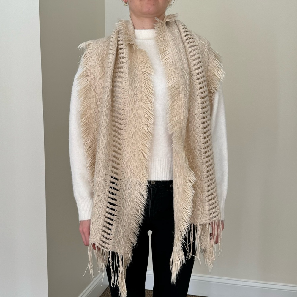 Anthropologie Cream Knit Scarf